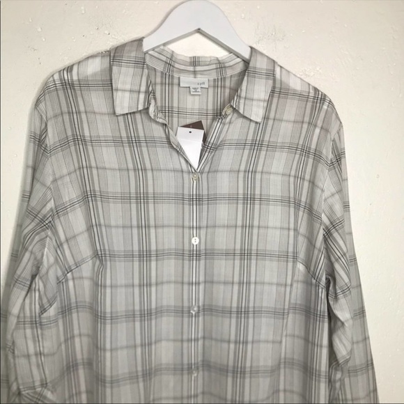 J Jill Plaid Top Cotton Button Up Shirt Collar Lightweight Plus Size 2X - Picture 2 of 6